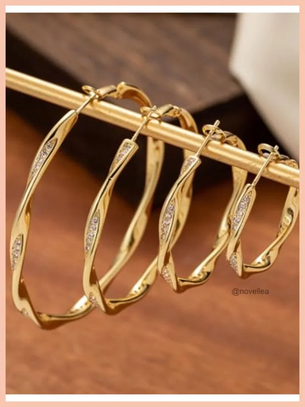 14K Gold Plated Twisted Hoop Earrings Hypoallergenic with Cubic Zirconia